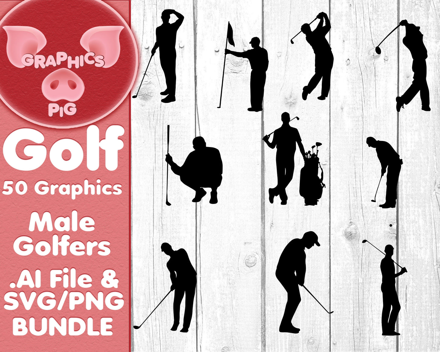 Golf svg Bundle | 50 Golf Graphics | Golf png Clipart, Golf Quotes, Silhouettes, Digital Cut Files | .ai, svg png Files | Golf Shirt Design