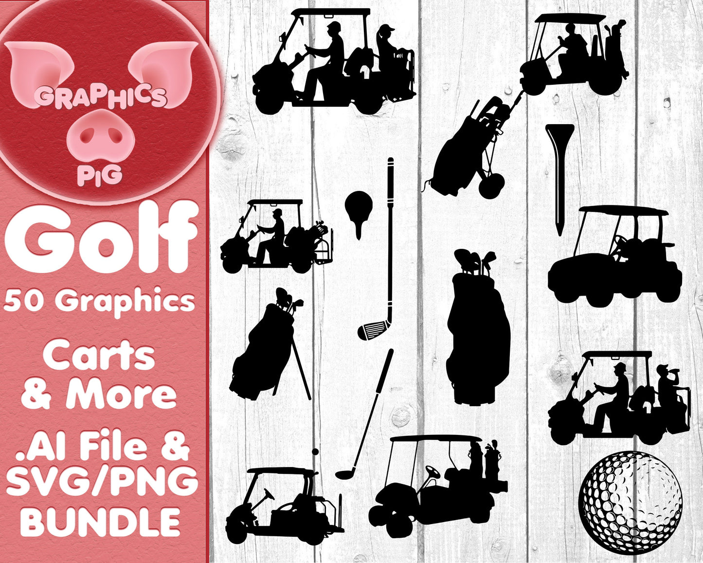 Golf svg Bundle | 50 Golf Graphics | Golf png Clipart, Golf Quotes, Silhouettes, Digital Cut Files | .ai, svg png Files | Golf Shirt Design