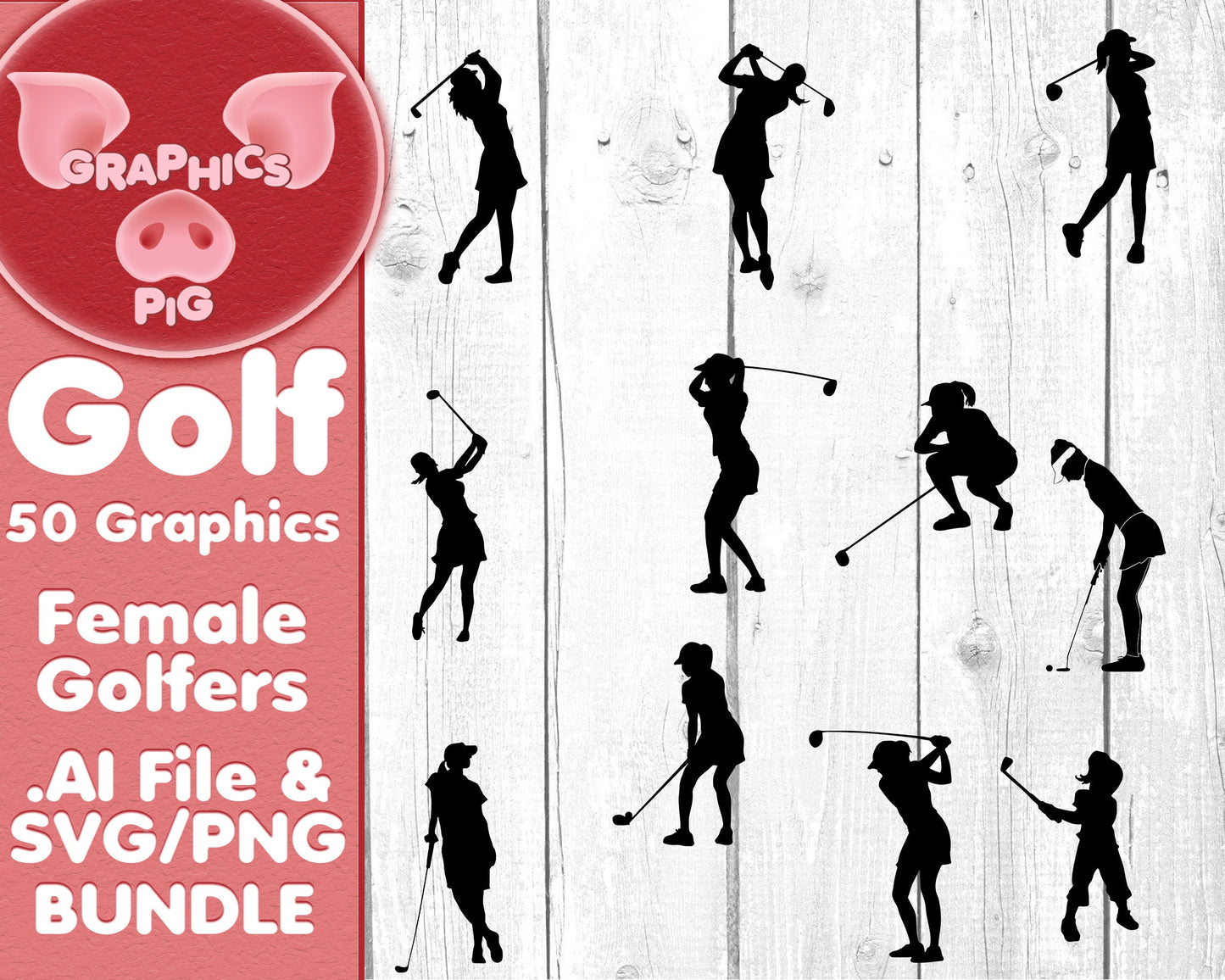 Golf svg Bundle | 50 Golf Graphics | Golf png Clipart, Golf Quotes, Silhouettes, Digital Cut Files | .ai, svg png Files | Golf Shirt Design