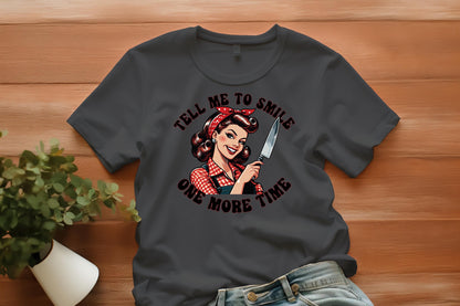Tell Me To Smile PNG – Retro Sarcastic Digital Download, Funny Sublimation Graphic, Sassy 70s Shirt Design, Instant Download