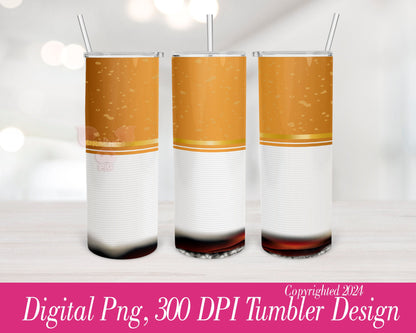 Cigarette Tumbler PNG | 20oz Skinny Wrap | Digital Sublimation Design | Smoking Theme