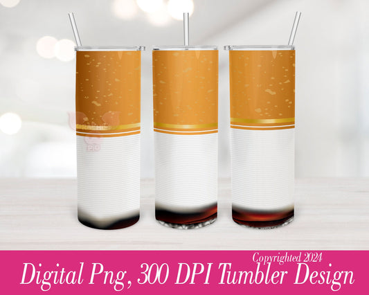 Cigarette Tumbler PNG | 20oz Skinny Wrap | Digital Sublimation Design | Smoking Theme