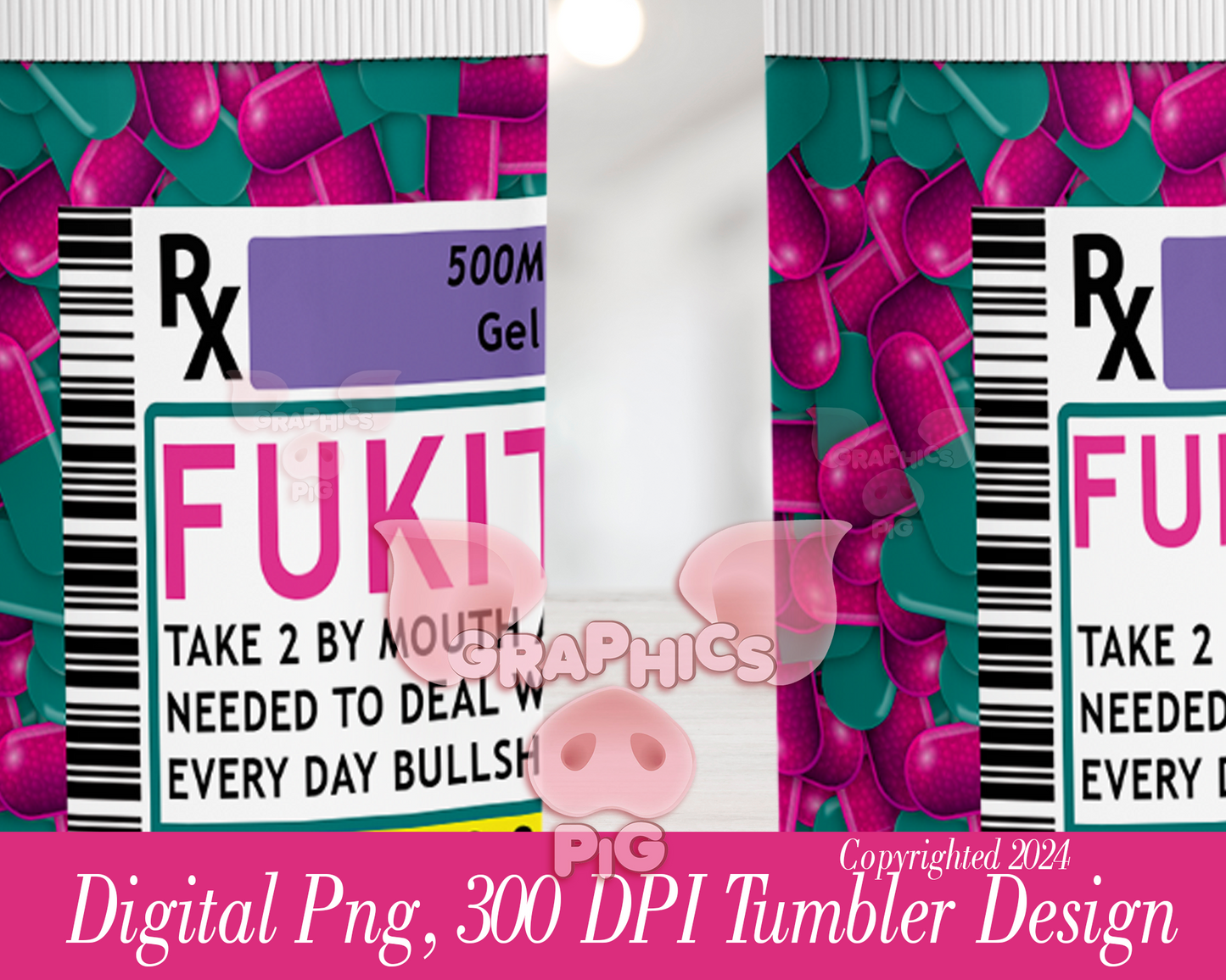 Fukitol Pill Pink and Teal DIGITAL png