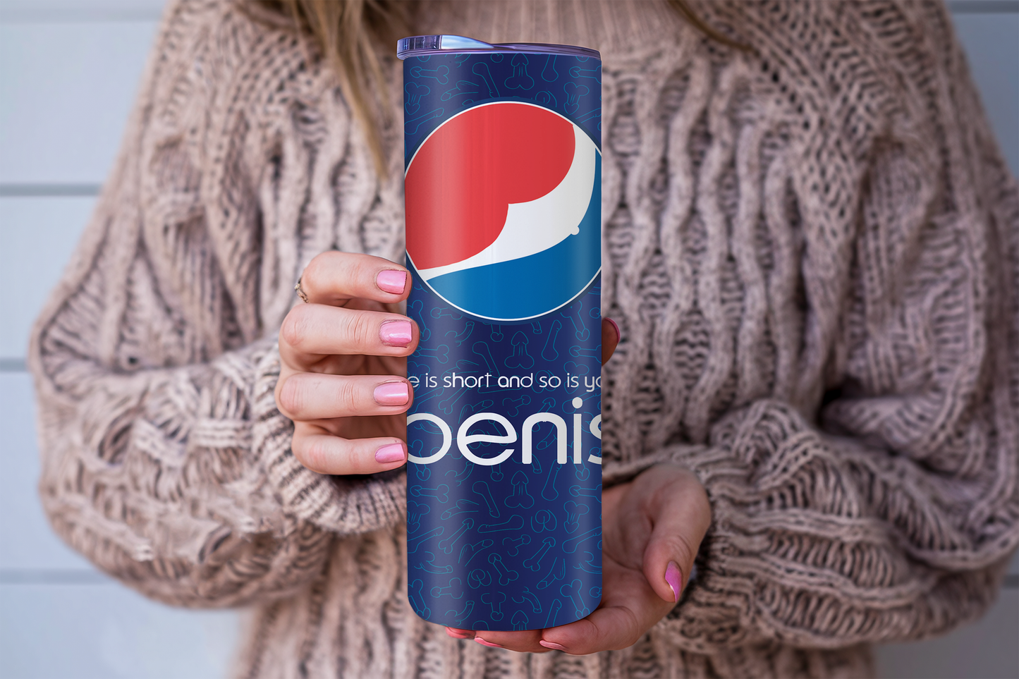 Funny Penis Tumbler Wrap PNG | Pepsi Parody Skinny Tumbler Design | Adult Humor Digital Download | Gag Gift | 20oz Sublimation Wrap | Life Is Short Penis Cup