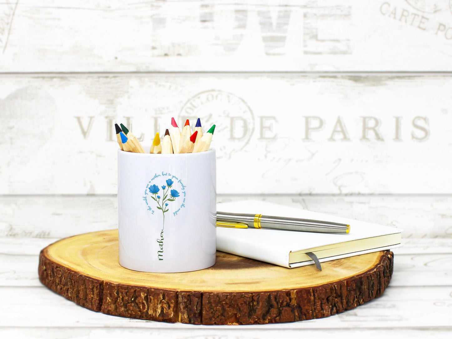 Mother Is the World PNG, Blue Wildflower Mother’s Day Quote Clipart, Family Mom Design, Floral Digital Download