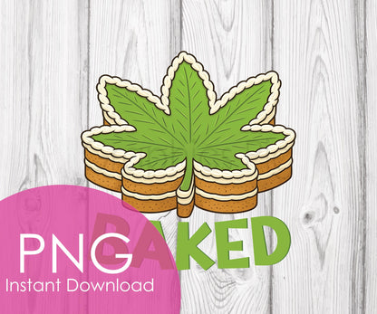 Baked Cannabis Leaf Cake PNG | Funny 420 Digital Download | Weed Cake Clipart | Sublimation Art for Bakers & Stoners