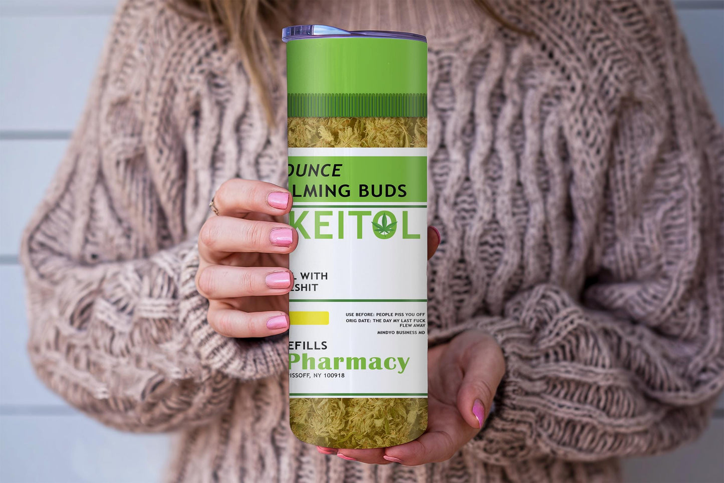 Smokeitol Calming Buds Tumbler Design Set – Funny Weed Label – Digital Download