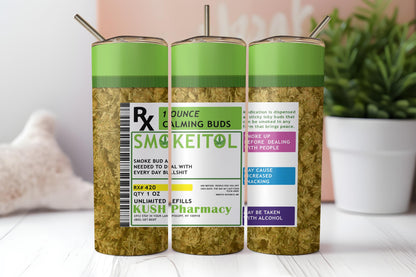 Smokeitol Calming Buds Tumbler Design Set – Funny Weed Label – Digital Download