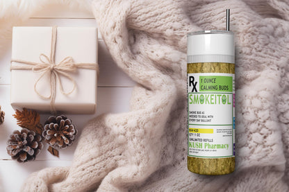 Smokeitol Calming Buds Tumbler Design Set – Funny Weed Label – Digital Download