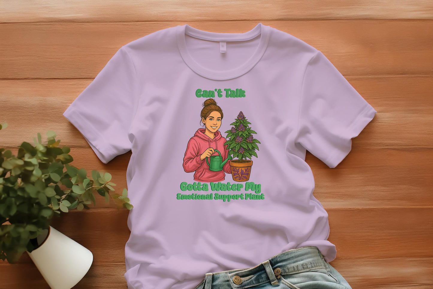 Emotional Support Plant PNG, Funny Plant Mom Sublimation, Watering Weed Girl Clipart, Self Care Hoodie Digital Download